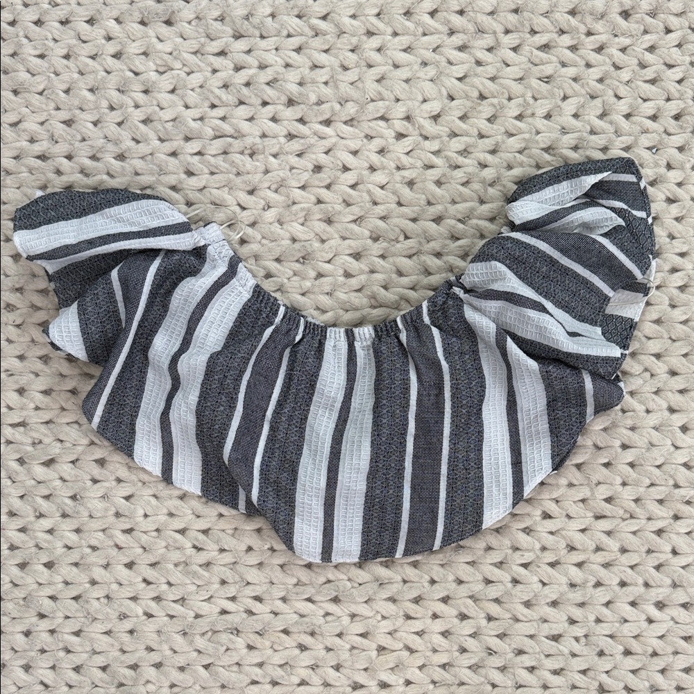 Misa Los Angeles Striped Ruffle Top - Black and White